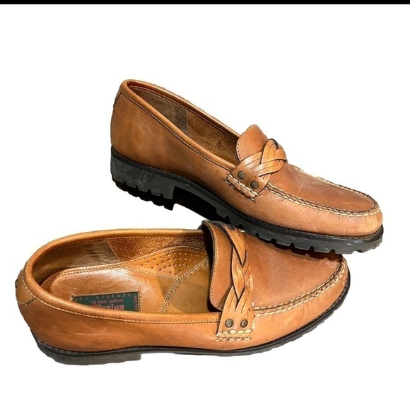 G.H. Bass & Co. Brown Leather Loafers with Braided Accent - Picture 4 of 8